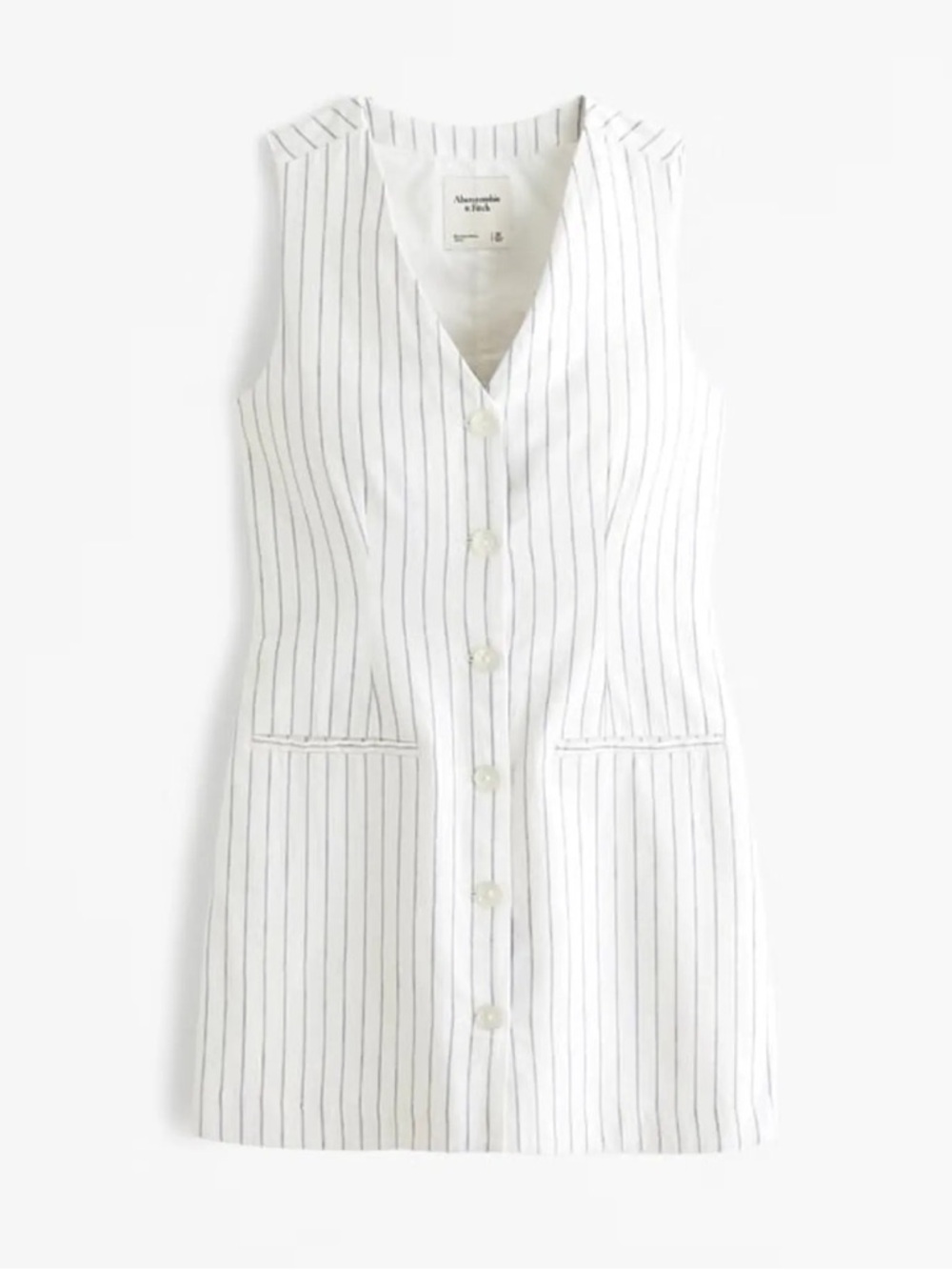 Abercrombie & Fitch Linen Blend Striped Mini Dress Medium Tall